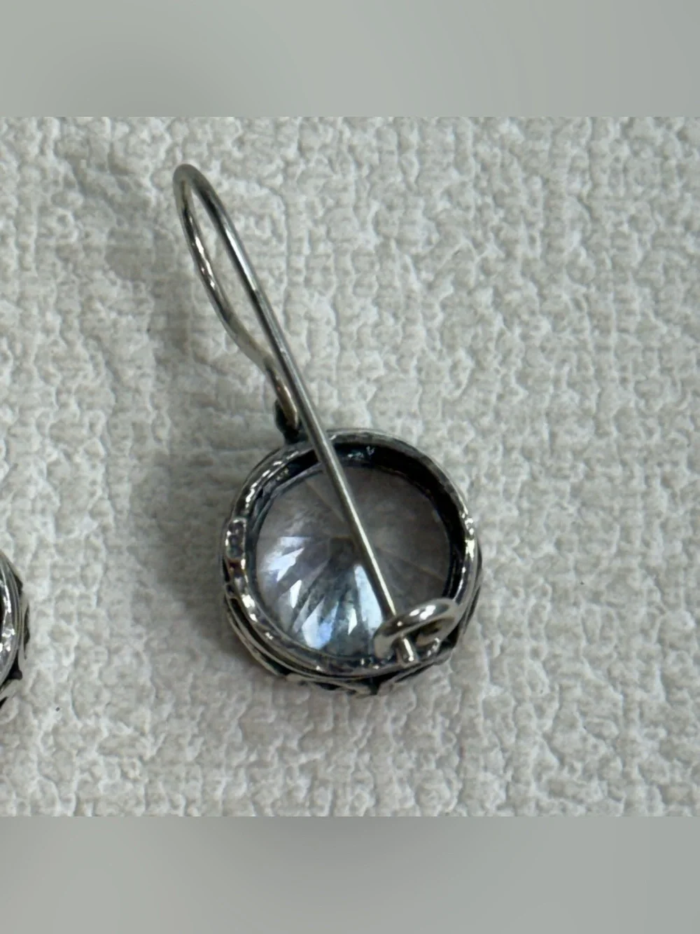 Sterling silver and clear glass kidney wire earrings